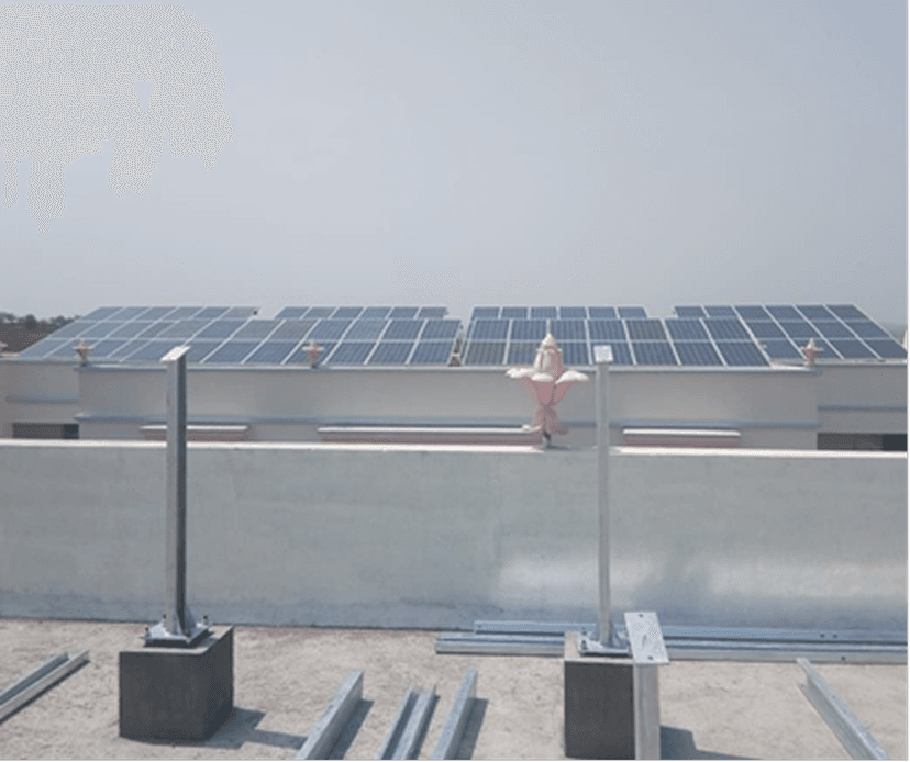 Multi-story building with solar panel installation